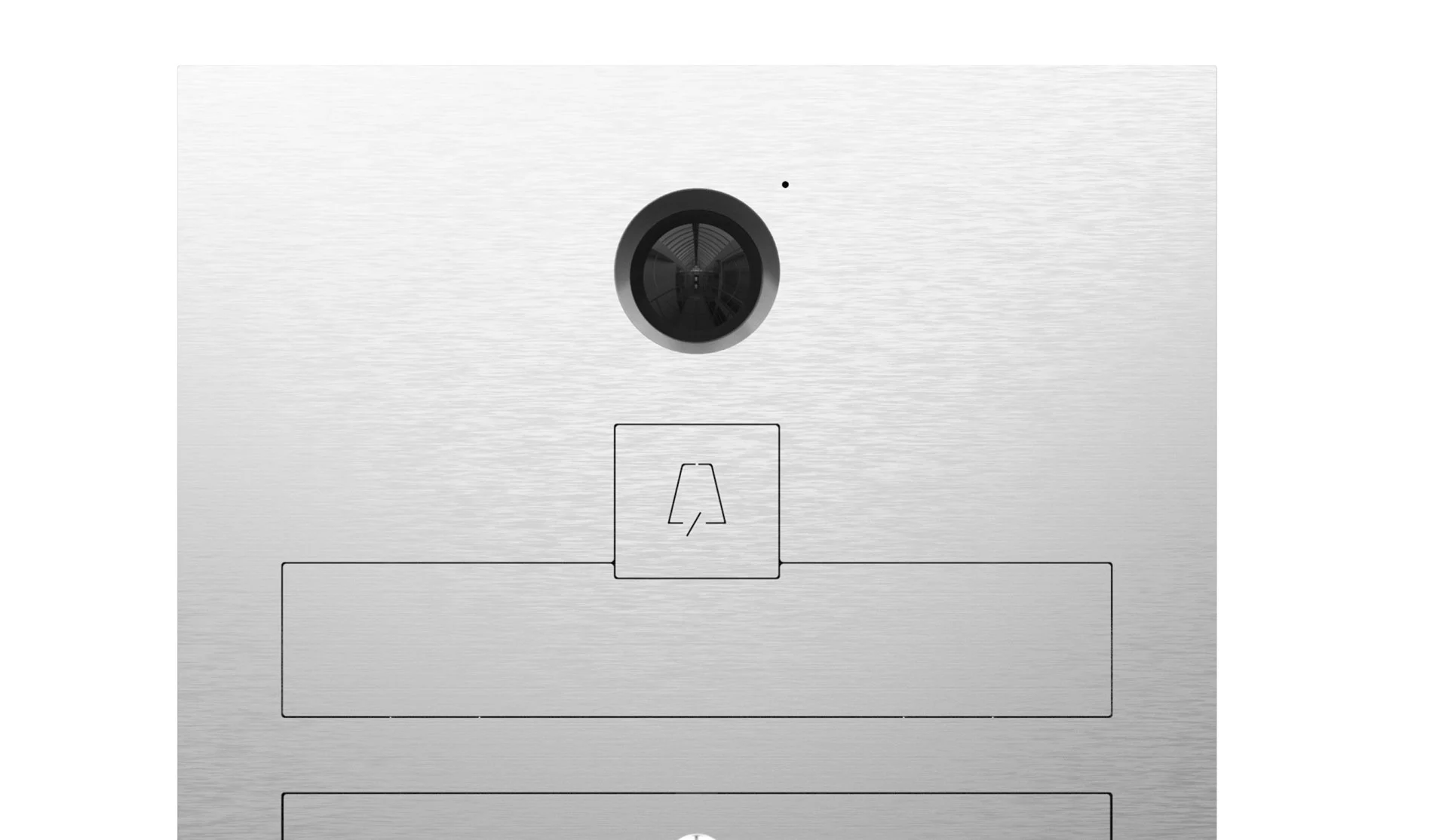 Dettaglio cassetta lettere particolare in acciaio inox con videocitofono Loos MA17510 dal design Mylbox, compatibile con videocitofono Elvox.