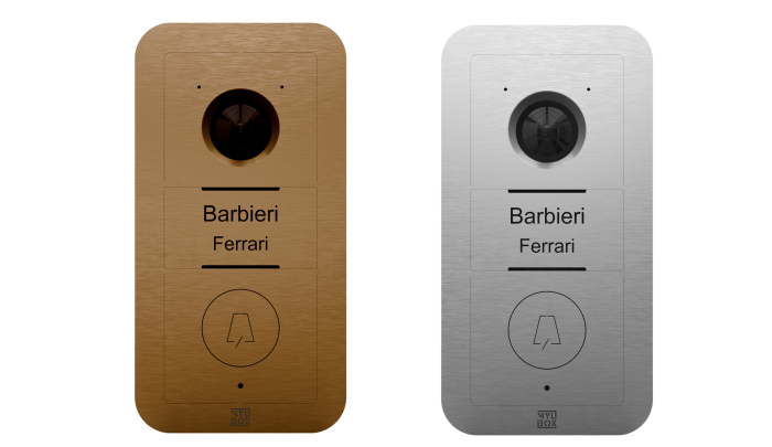 Cassetta postale con videocitofono Saarinen inox e bronzo satinato