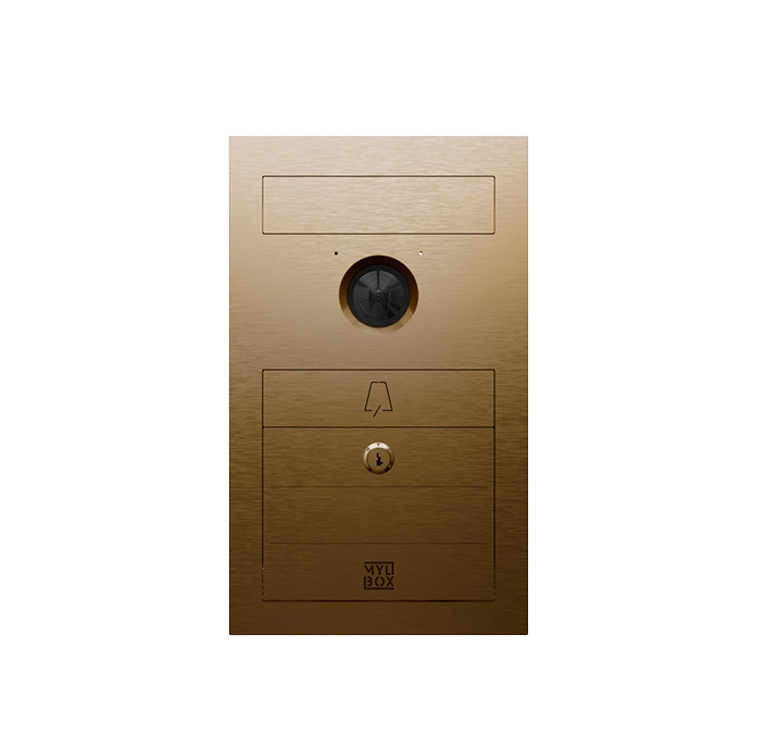 Cassetta lettere Mylbox in acciaio compatta di design personalizzata con citofono con telecamera Gio MA17810, compatibile con videocitofono Bticino.