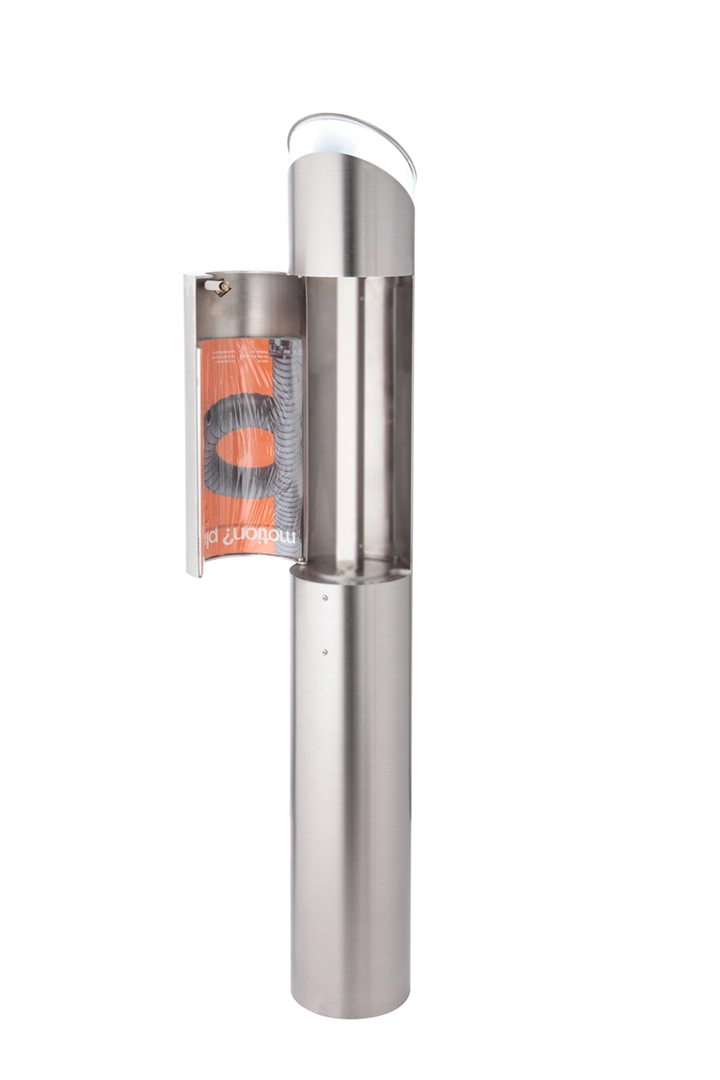 Apertura posteriore cassetta postale in acciaio inox del sistema freestanding personalizzato Aalto MA17210 dal design particolare e su misura Mylbox.