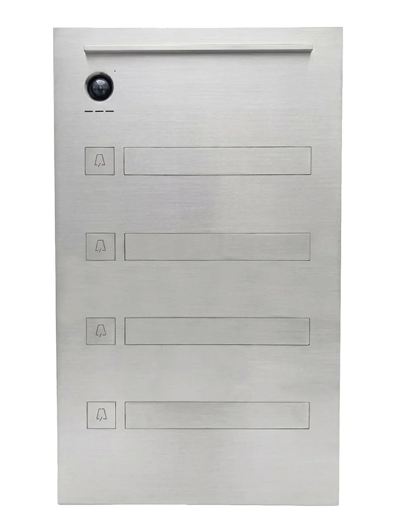 Videocitofono condominiale David MA18610 con cassetta lettere particolare da esterno in acciaio inox progettata da Mylbox, design Made in Italy.