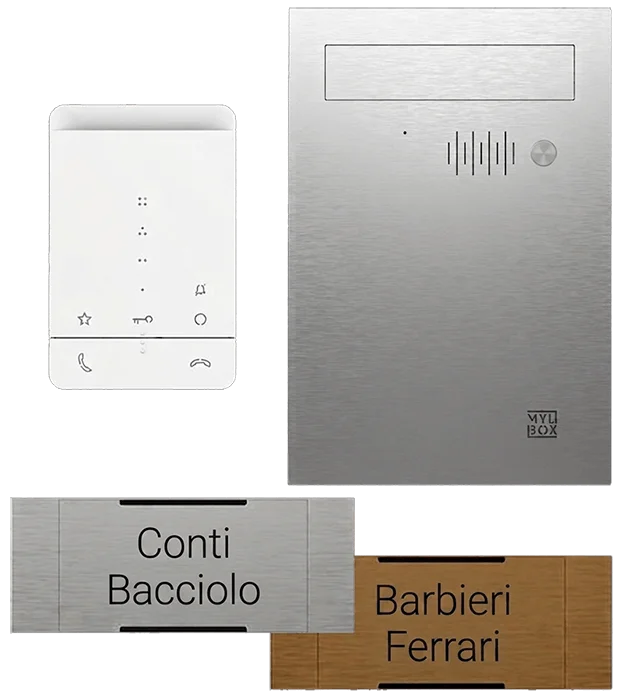 Citofono BTicino con cassetta postale da esterno in acciaio inox, dal design personalizzato e realizzate da Mylbox.