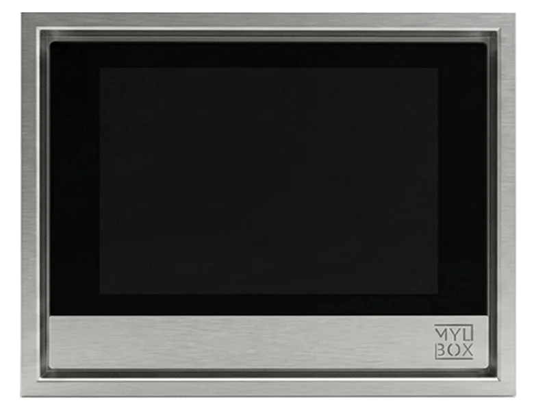Monitor touchscreen Mylbox da 7” da incasso a muro per interni con controllo accesso a porte e cancelli.