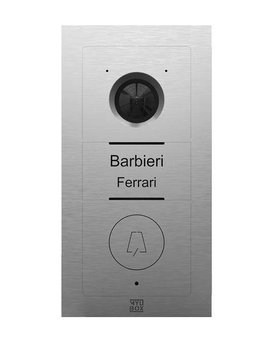 Videocitofono Hikvision personalizzato dal design Made in Italy, modello Saarinen MA17910 e MA17920, in acciaio inox e progettato da Mylbox.